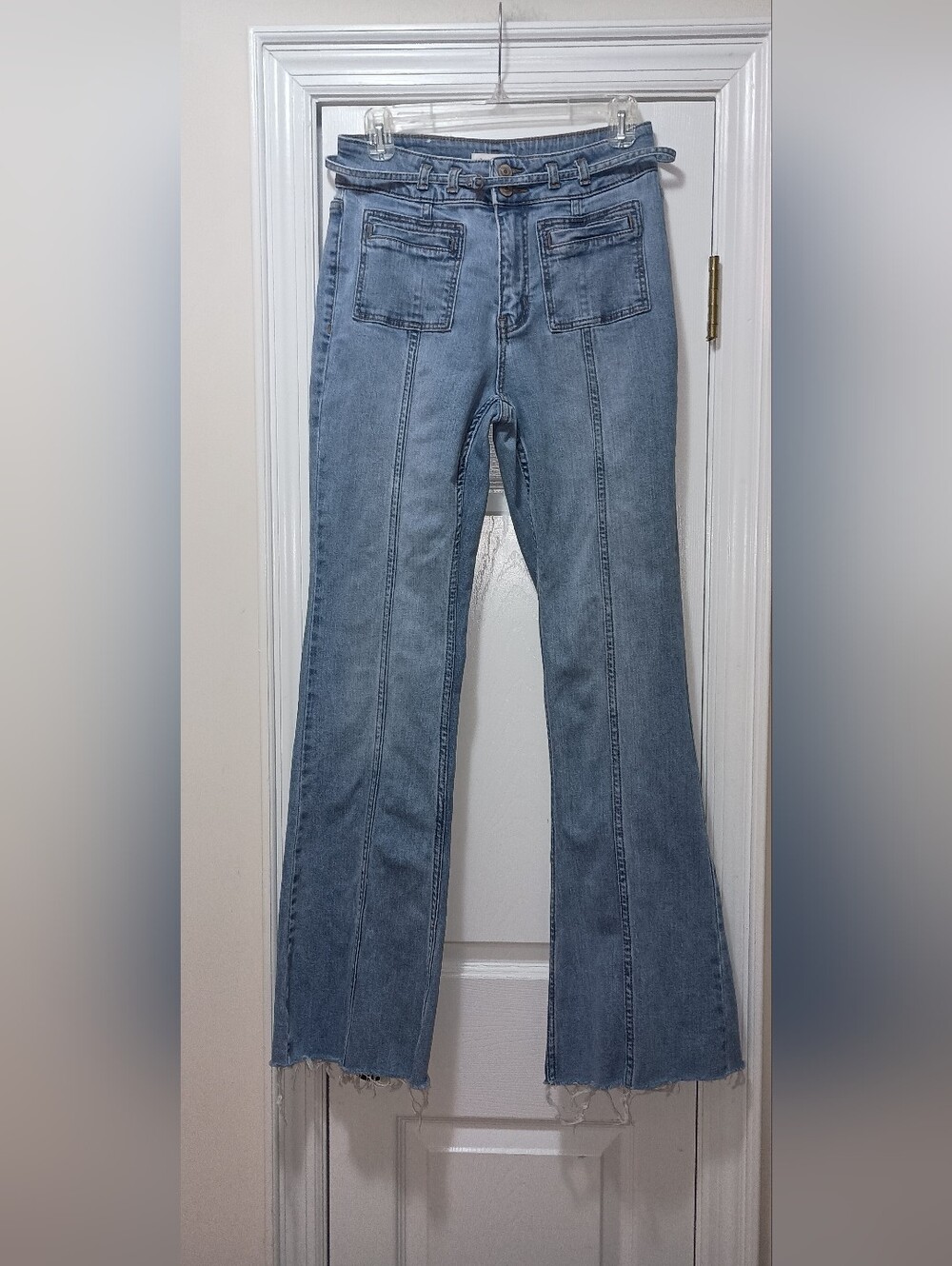 Shyanne Trouser Jeans Wide Leg Distressed Patch Pockets 29 Long